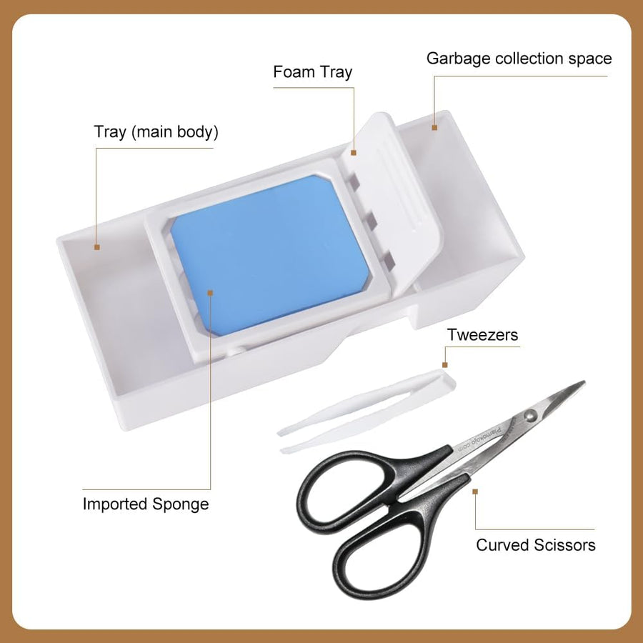 Decal Tool Box: Curved Scissors, Tweezers, Sponge
