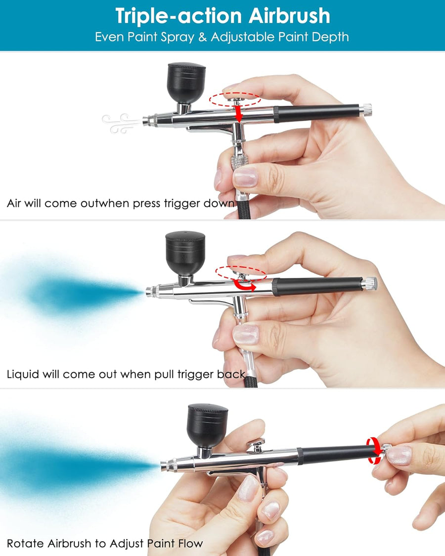 50 PSI Airbrush Kit with Compressor and Nozzles