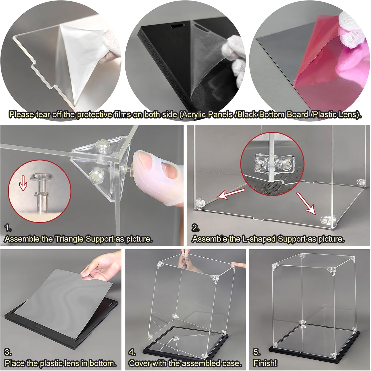 Black Acrylic Display Case for Gundam Model Collectibles