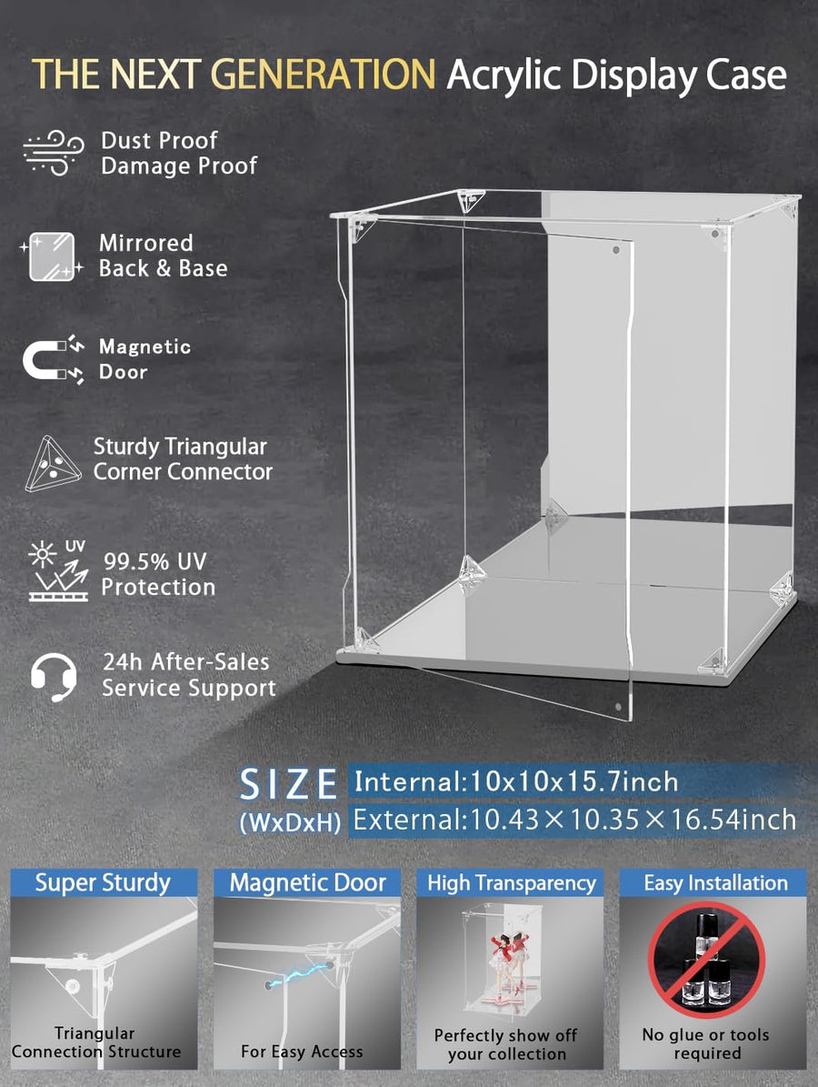Acrylic Display Case with Mirror Back for Gunpla Models