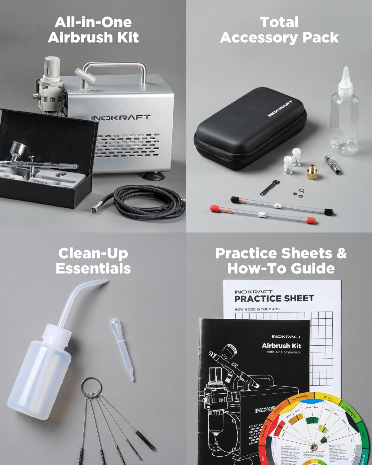 InoKraft Gravity Feed Airbrush Kit with Compressor