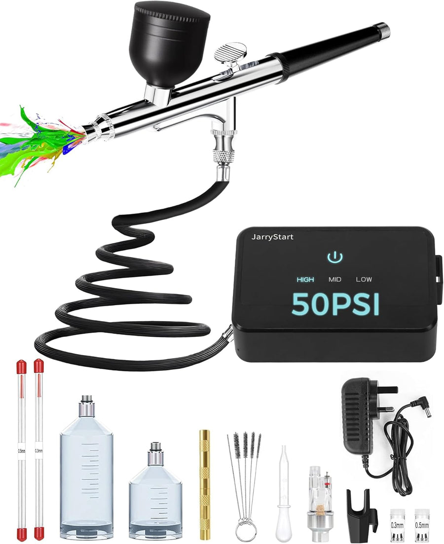50 PSI Airbrush Kit with Compressor and Nozzles