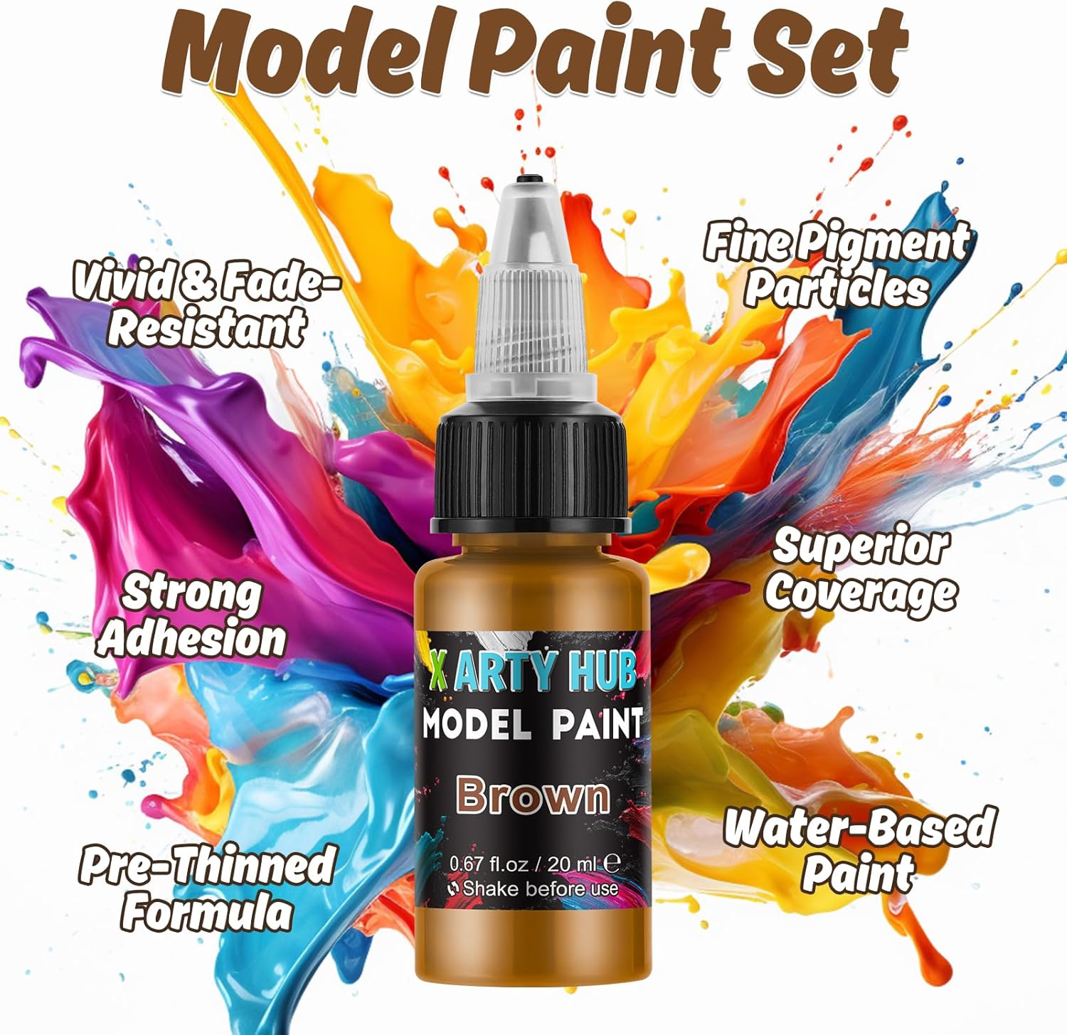 X ARTY HUB Model Paint Set 20 Colors with 3 Brushes