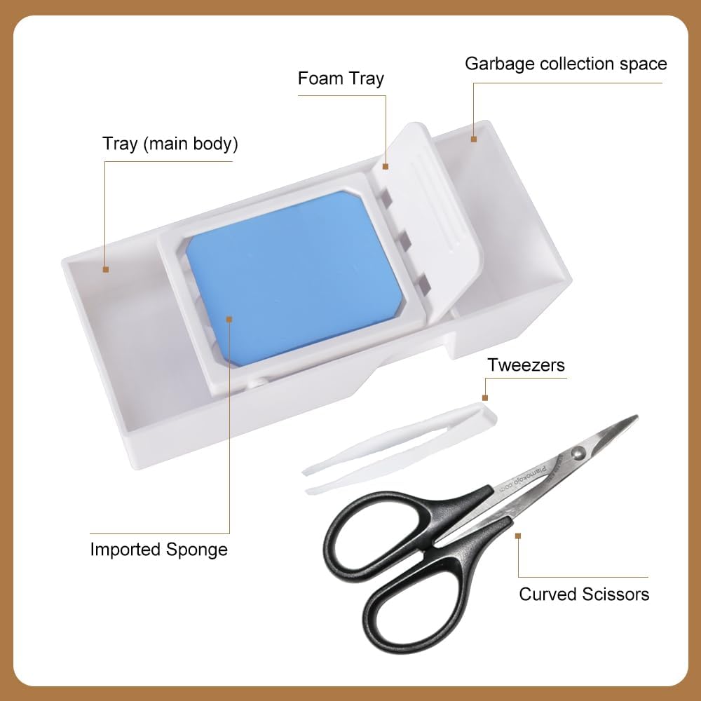 Decal Tool Box: Curved Scissors, Tweezers, Sponge