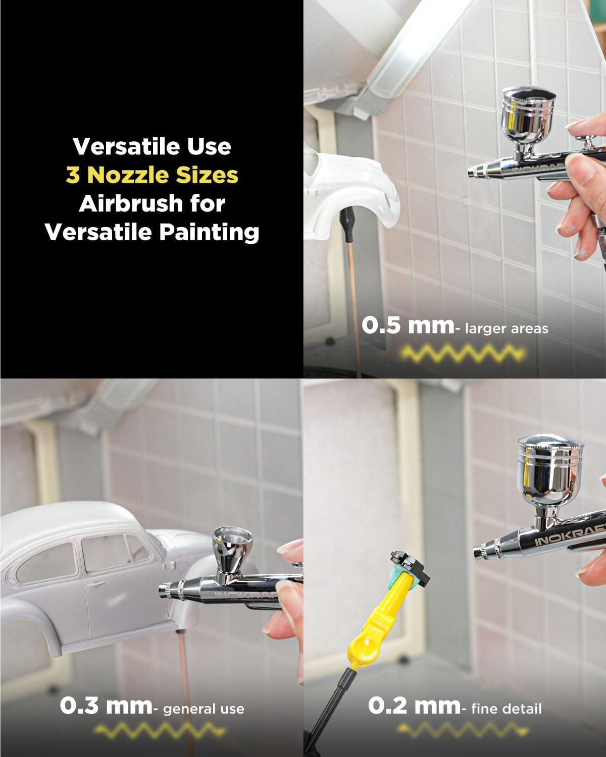 InoKraft Gravity Feed Airbrush Kit with Compressor