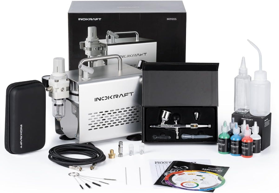 InoKraft Gravity Feed Airbrush Kit with Compressor