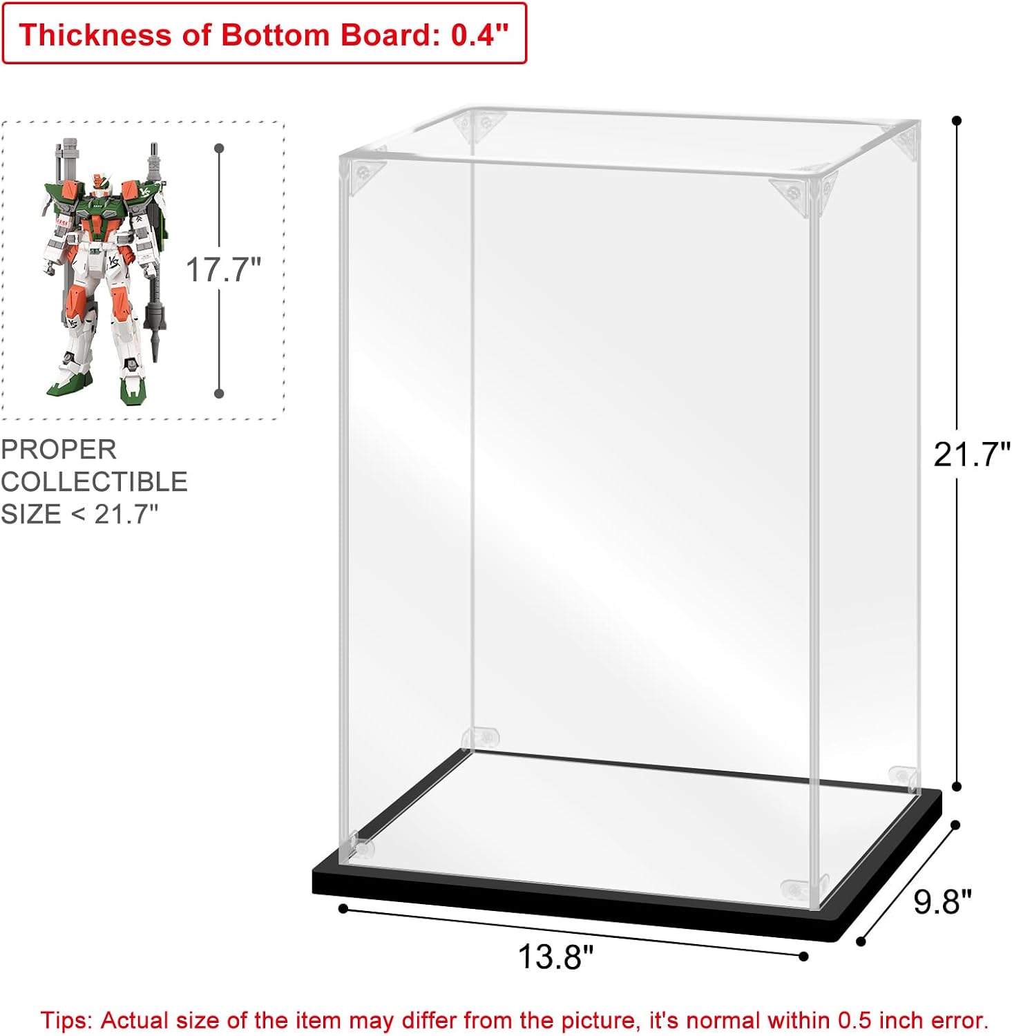Black Acrylic Display Case for Gundam Model Collectibles