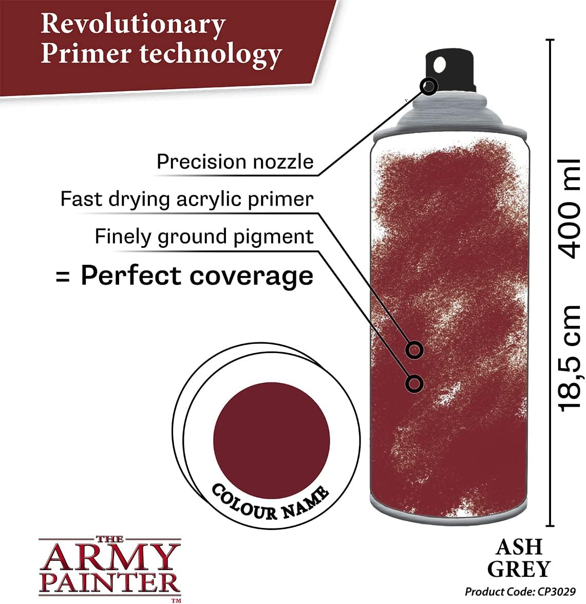 Army Painter Ash Grey Primer 400ml Acrylic Spray