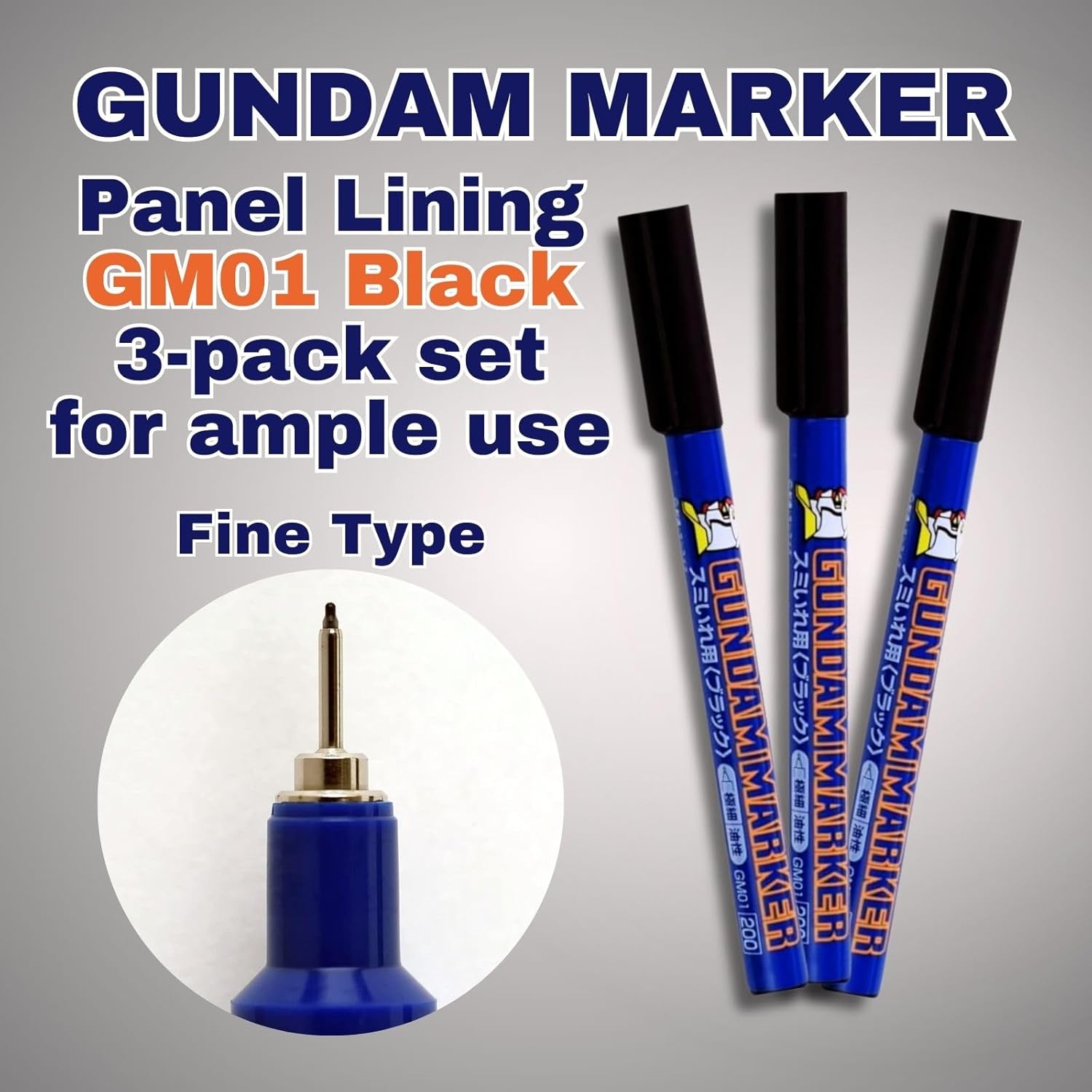 GSI Creos Gundam Marker GM01 Black 3 Pack Panel Lining