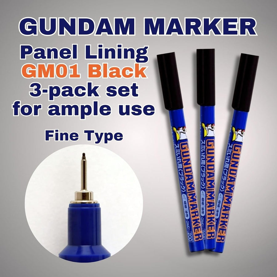 GSI Creos Gundam Marker GM01 Black 3 Pack Panel Lining