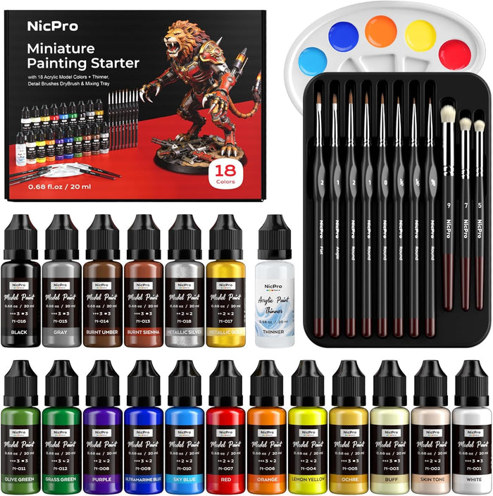 Nicpro All-In-One Miniature Painting Kit 18 Colors