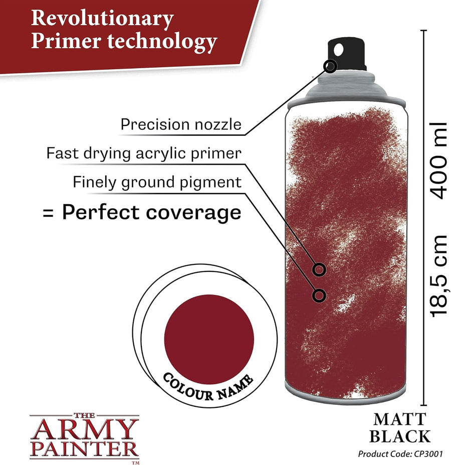 Army Painter Matt Black Spray Primer 400ml
