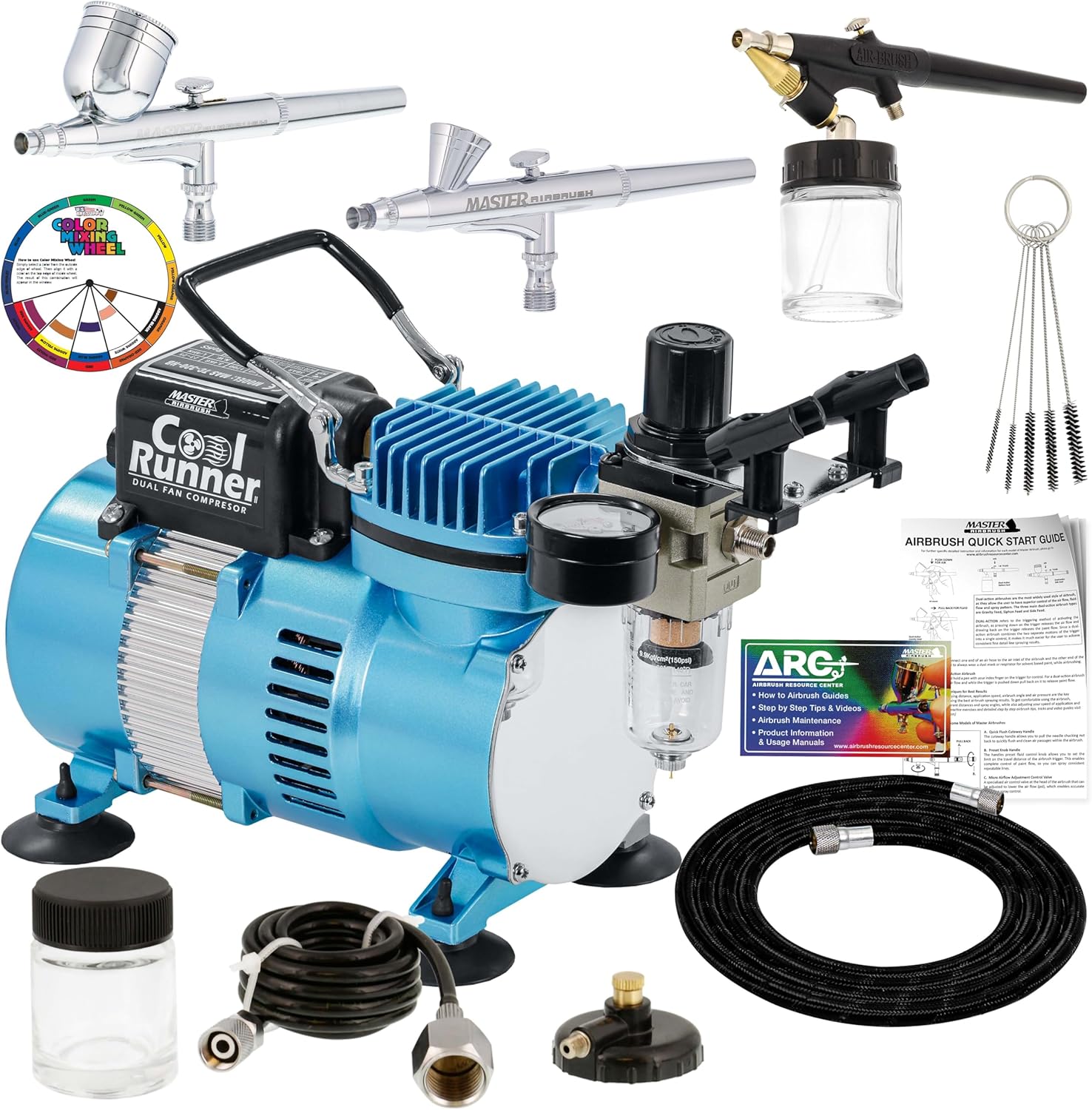 Master Cool Runner II Airbrush Kit 3 Airbrushes