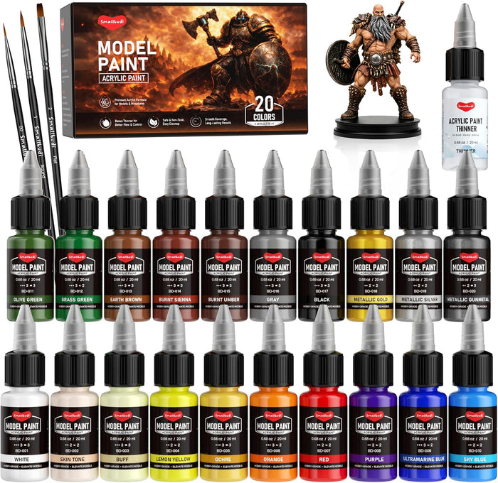 Smallbudi 20 Color Model Paint Set Brush & Airbrush