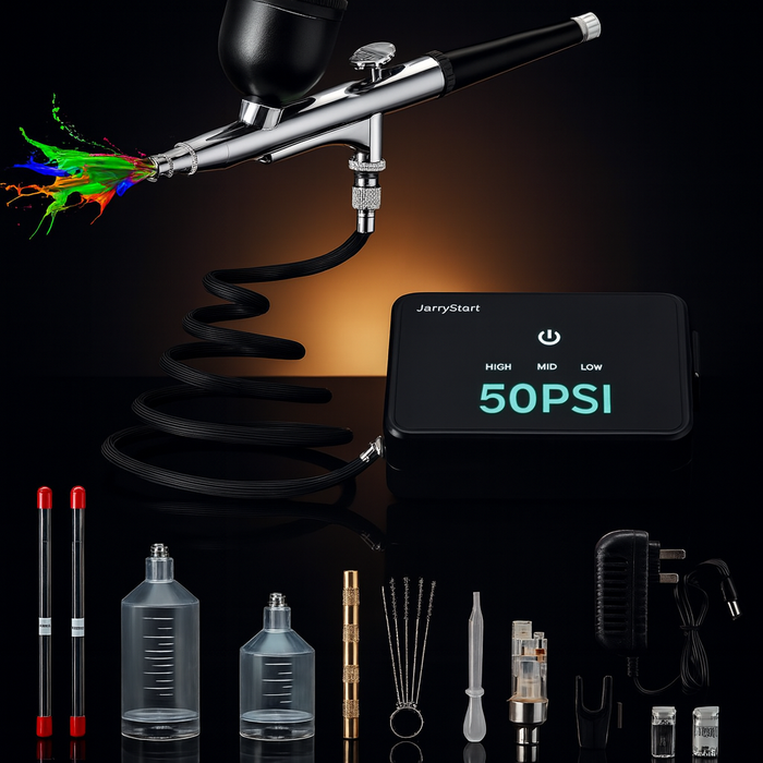 50 PSI Airbrush Kit with Compressor and Nozzles