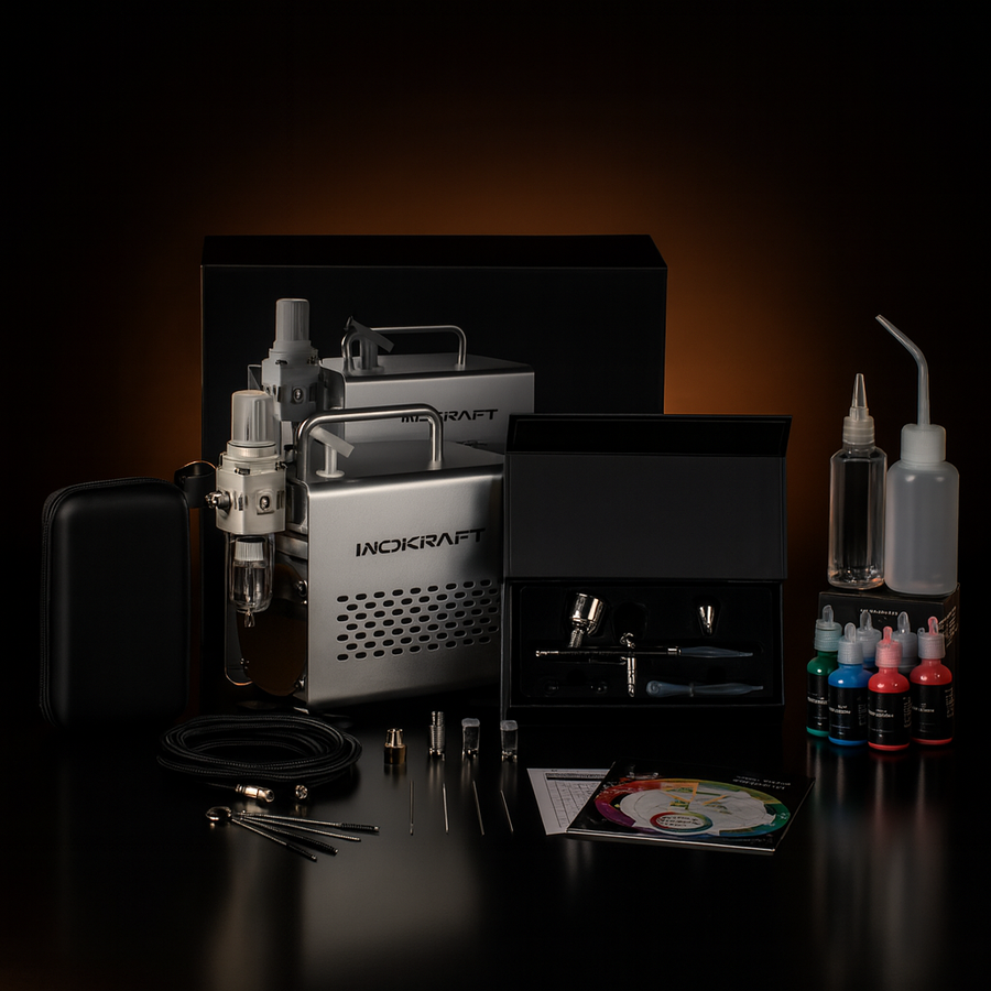InoKraft Gravity Feed Airbrush Kit with Compressor